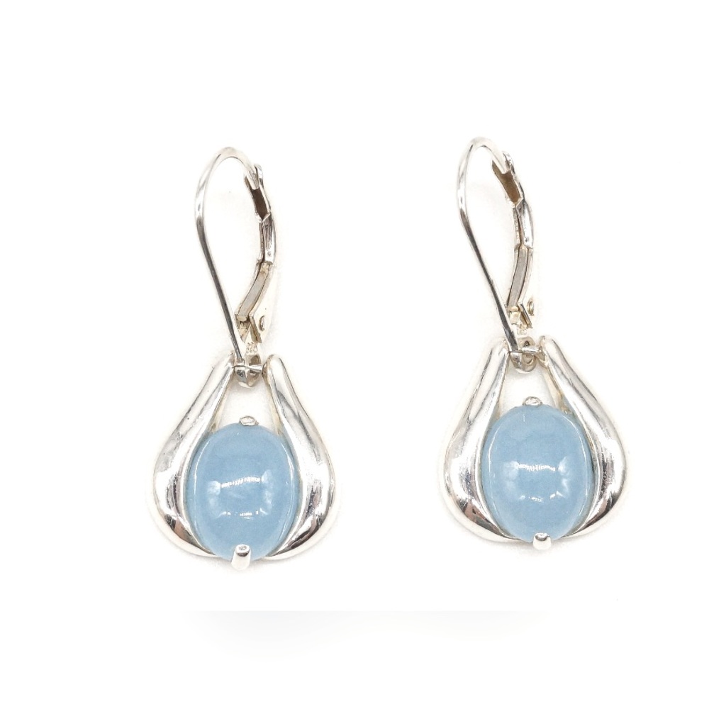 Blue Jade Sterling Silver Earrings